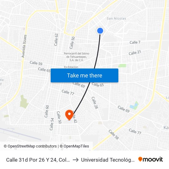 Calle 31d Por 26 Y 24, Colonia Miguel Alemán. to Universidad Tecnológica Metropolitana map