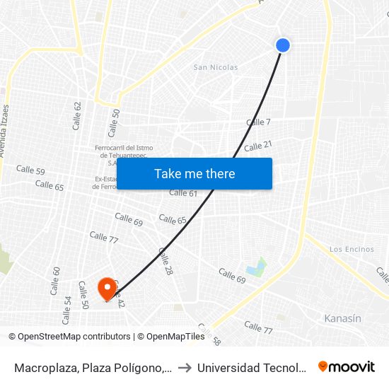 Macroplaza, Plaza Polígono, Parque Y Glorieta Xtabay to Universidad Tecnológica Metropolitana map