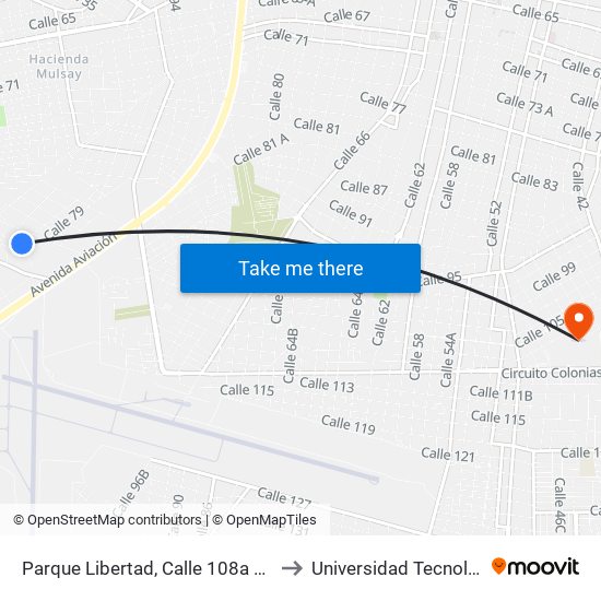Parque Libertad, Calle 108a Por 75 Y 77, Colonia Libertad to Universidad Tecnológica Metropolitana map
