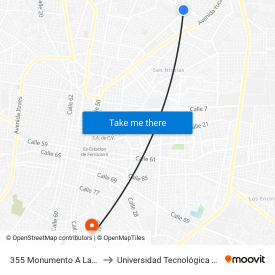 355 Monumento A Las Haciendas to Universidad Tecnológica Metropolitana map