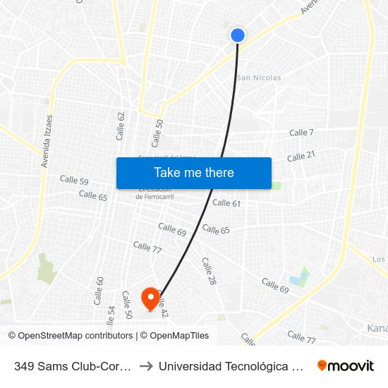 349 Sams Club-Correa Racho to Universidad Tecnológica Metropolitana map