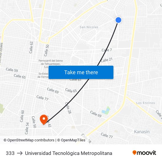 333 to Universidad Tecnológica Metropolitana map