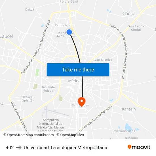 402 to Universidad Tecnológica Metropolitana map