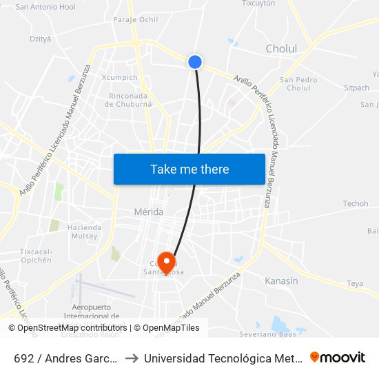 692 / Andres Garcia Lavin to Universidad Tecnológica Metropolitana map