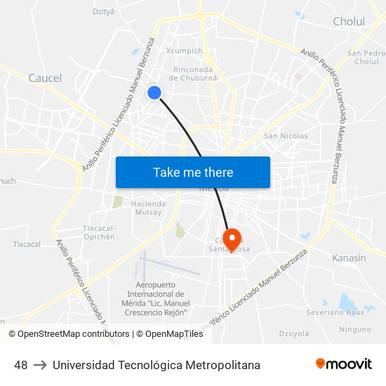 48 to Universidad Tecnológica Metropolitana map