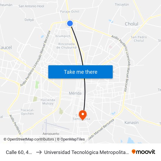 Calle 60, 400 to Universidad Tecnológica Metropolitana map