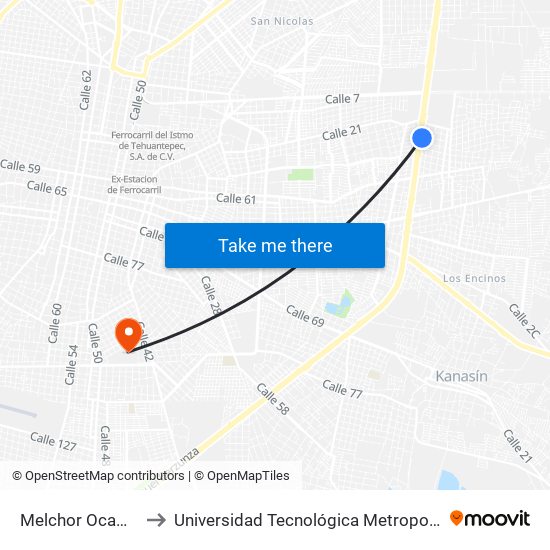 Melchor Ocampo to Universidad Tecnológica Metropolitana map