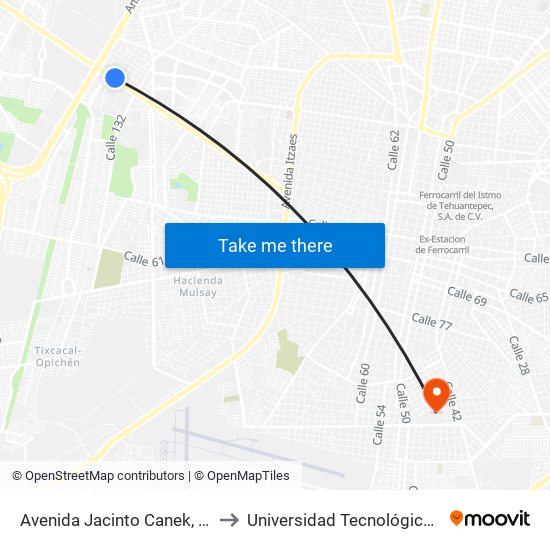 Avenida Jacinto Canek, Calle 59-A, 402 to Universidad Tecnológica Metropolitana map