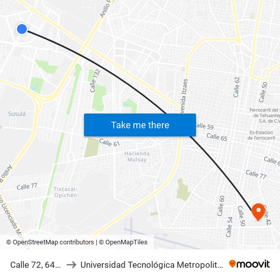 Calle 72, 648a to Universidad Tecnológica Metropolitana map