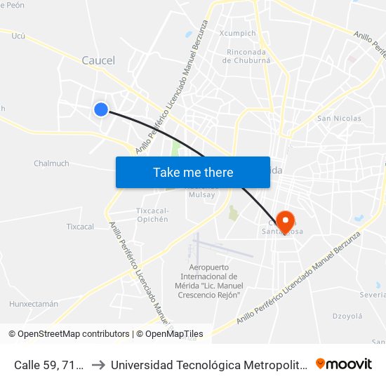 Calle 59, 711a to Universidad Tecnológica Metropolitana map