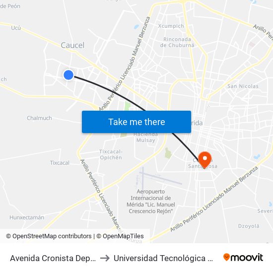 Avenida Cronista Deportivo, 676 to Universidad Tecnológica Metropolitana map