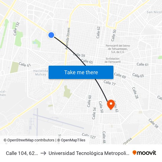 Calle 104, 620d to Universidad Tecnológica Metropolitana map