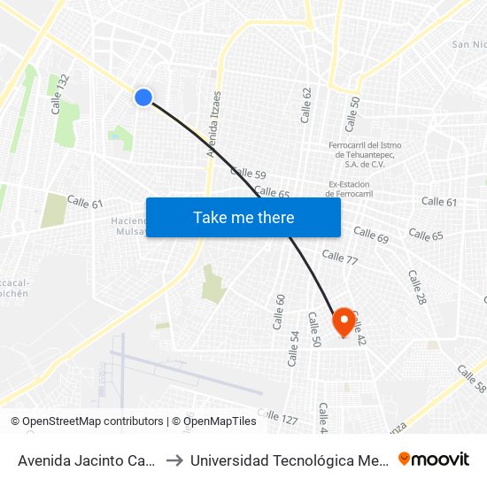 Avenida Jacinto Canek, 775 to Universidad Tecnológica Metropolitana map