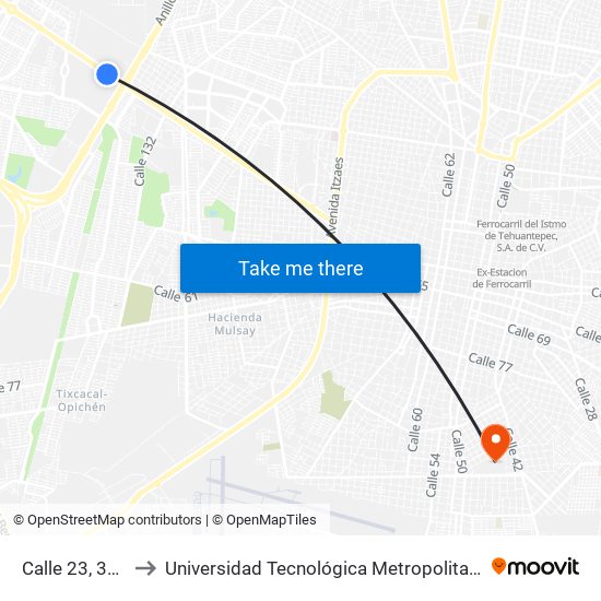 Calle 23, 380 to Universidad Tecnológica Metropolitana map