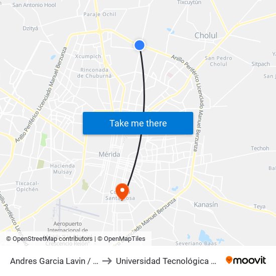 Andres Garcia Lavin / City Center to Universidad Tecnológica Metropolitana map