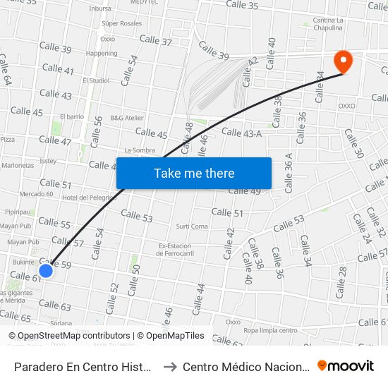 Paradero En Centro Histórico, Calle 58 Por 59 Y 61, Centro to Centro Médico Nacional Ignacio García Téllez (Imss) map