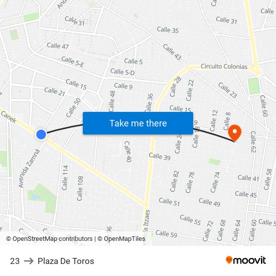 23 to Plaza De Toros map