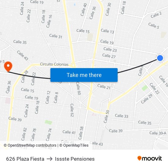 626 Plaza Fiesta to Issste Pensiones map