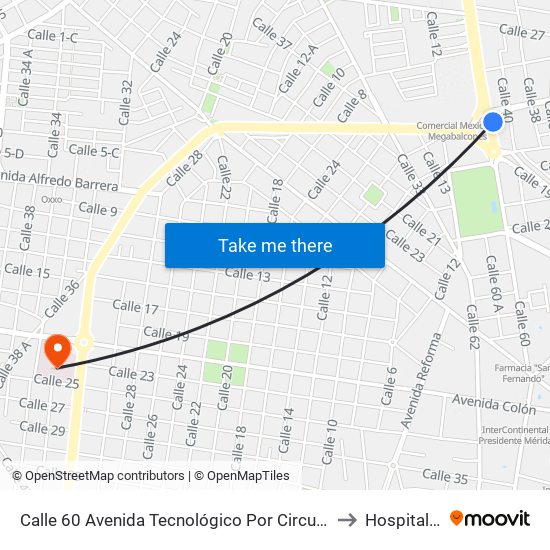 Calle 60 Avenida Tecnológico Por Circuito Colonias, Buenavista to Hospital Juárez map