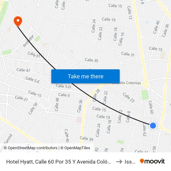 Hotel Hyatt, Calle 60 Por 35 Y Avenida Colón, Centro to Issste map