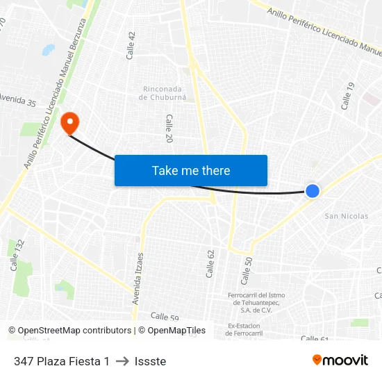 347 Plaza Fiesta 1 to Issste map