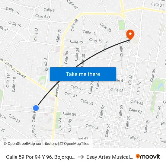 Calle  59 Por 94 Y 96, Bojorquez. to Esay Artes Musicales map