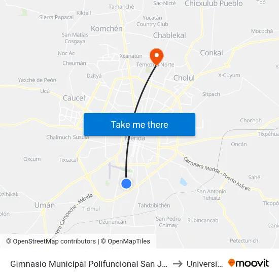 Gimnasio Municipal Polifuncional San José Tecoh, Calle 62 Por 149 Y 151, San José Tecoh II to Universidad Chapingo map