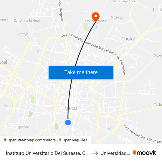 Instituto Universitario Del Sureste, Calle 62 Por 81 Y 85, Centro to Universidad Chapingo map