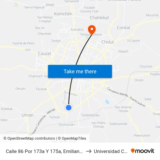 Calle 86 Por 173a Y 175a, Emiliano Zapata Sur Iii to Universidad Chapingo map