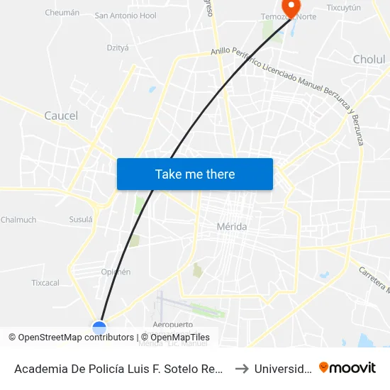 Academia De Policía Luis F. Sotelo Regil, Carretera Periférico Campeche-Cancún to Universidad Chapingo map