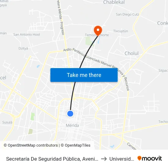 Secretaría De Seguridad Pública, Avenida Reforma, Calle 72 Por 39 Y 37, Centro to Universidad Chapingo map