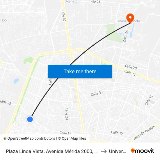 Plaza Linda Vista, Avenida Mérida 2000, Calle 40 Por 19a1 Y 13, Fraccionamiento Jardines De Lindavista to Universidad Chapingo map