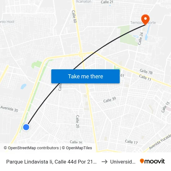 Parque Lindavista Ii, Calle 44d Por 21c Y 44e, Fraccionamiento Lindavista II to Universidad Chapingo map
