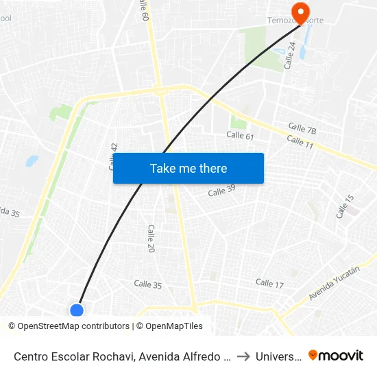 Centro Escolar Rochavi, Avenida Alfredo Barrera Vazquez Por Calle 58 Y 56, Residencial Pensiones IV to Universidad Chapingo map