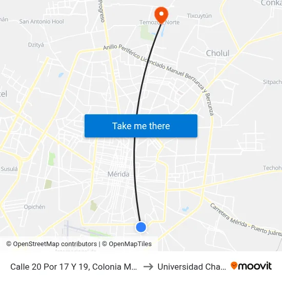 Calle 20 Por 17 Y 19, Colonia María Luisa to Universidad Chapingo map