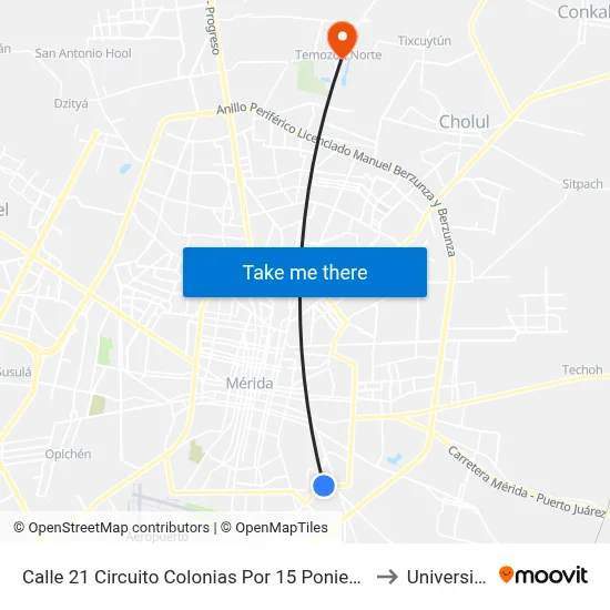 Calle 21 Circuito Colonias Por 15 Poniente Y 14 Poniente, Fraccionamiento Unidad Morelos to Universidad Chapingo map