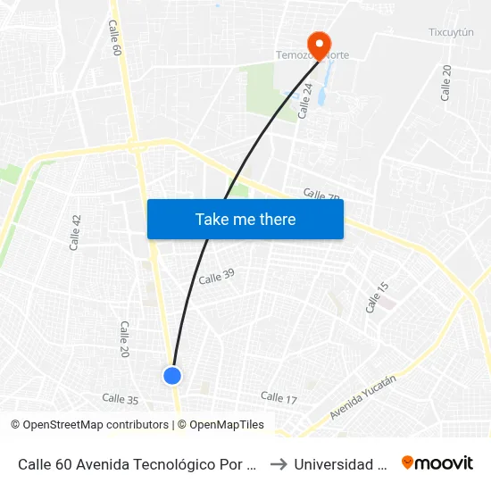 Calle 60 Avenida Tecnológico Por 23a Y 25, Chuburná to Universidad Chapingo map