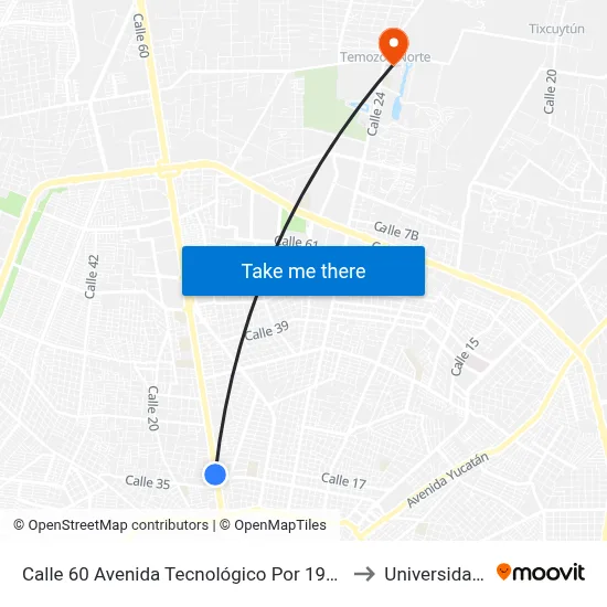 Calle 60 Avenida Tecnológico Por 19a Y 21, Fraccionamiento Málaga to Universidad Chapingo map