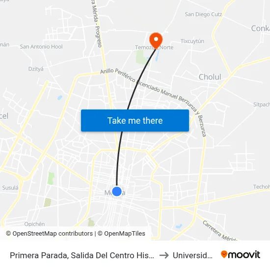 Primera Parada, Salida Del Centro Histórico, Calle 60 Por 57 Y 55, Centro to Universidad Chapingo map