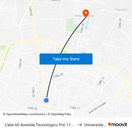 Calle 60 Avenida Tecnológico Por 11a Y 11, Fraccionamiento Del Norte to Universidad Chapingo map