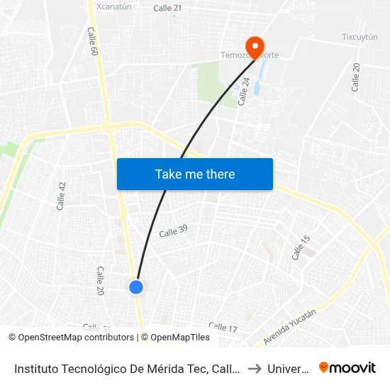 Instituto Tecnológico De Mérida Tec, Calle 60 Avenida Tecnológico Por 21 Y 19, Fraccionamiento Tecnológico to Universidad Chapingo map