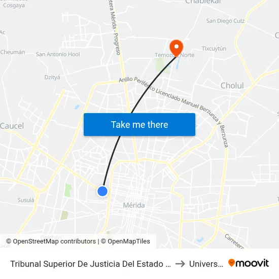 Tribunal Superior De Justicia Del Estado De Yucatán, Avenida Jacinto Canek Por 90 Y 96, Inalámbrica to Universidad Chapingo map