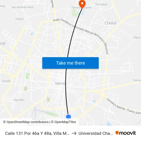Calle 131 Por 46a Y 48a, Villa Magna Sur to Universidad Chapingo map