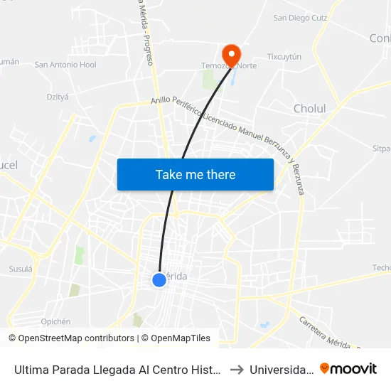 Ultima Parada Llegada Al Centro Histórico,  Calle 60 Por 61 Y 63, Centro to Universidad Chapingo map