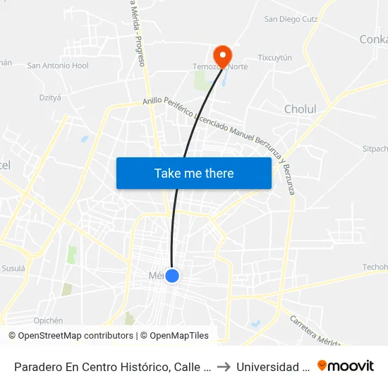 Paradero En Centro Histórico, Calle 57 Por 54 Y 56 Centro to Universidad Chapingo map