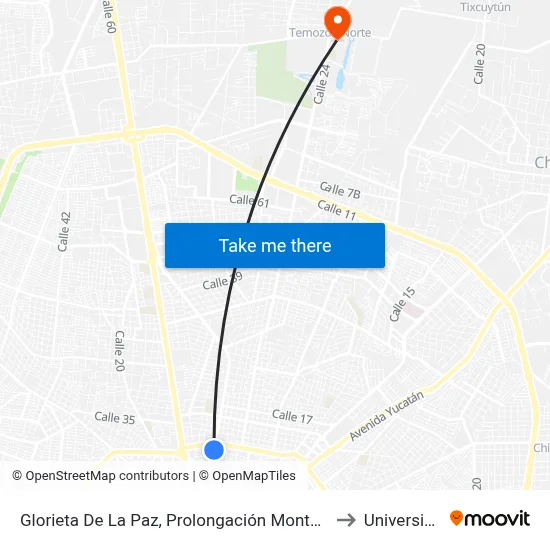 Glorieta De La Paz, Prolongación Montejo Por Circuito Colonias Y  Calle 13, Buenavista to Universidad Chapingo map