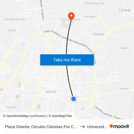 Plaza Oriente, Circuito Colonias Por Calle 63c Y 63d, Colonia Cortés Sarmiento to Universidad Chapingo map