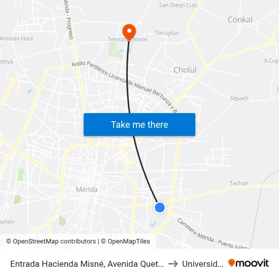 Entrada Hacienda Misné, Avenida Quetzalcoatl Por Calle 8b Y 8a, Nueva Chichén to Universidad Chapingo map