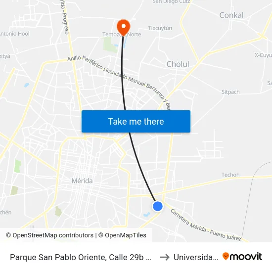Parque San Pablo Oriente, Calle 29b Por Calle 4 Y 4a, San Pablo Oriente to Universidad Chapingo map