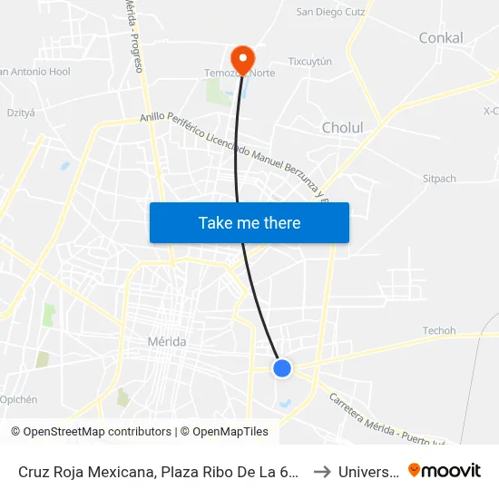 Cruz Roja Mexicana, Plaza Ribo De La 65, Avenida Quetzalcoatl, Calle 24 Por 4a, Colonia Chichén Itzá to Universidad Chapingo map